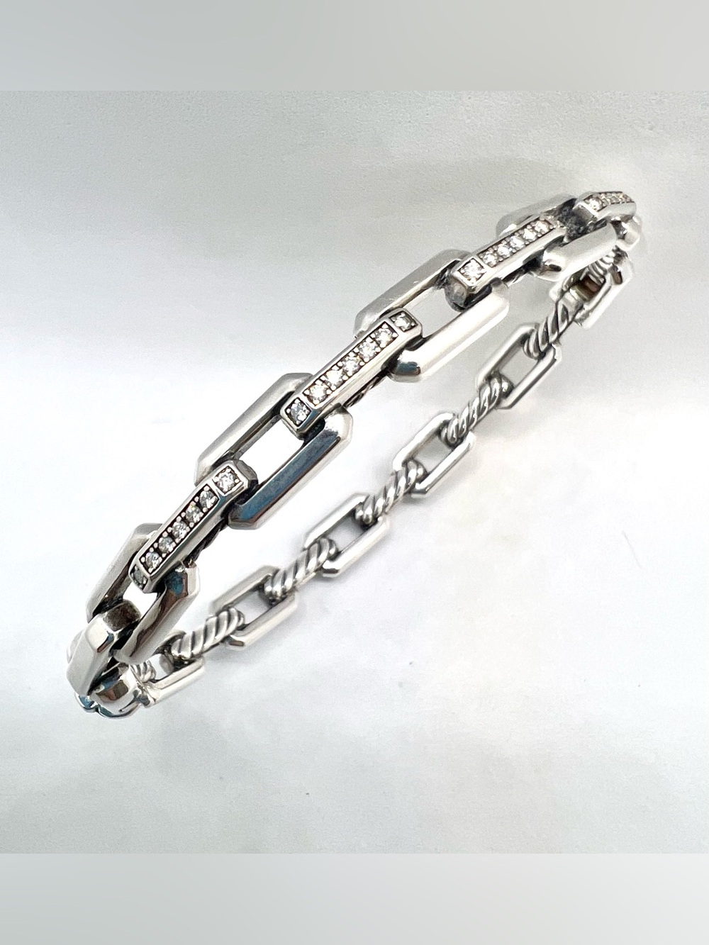 David Yurman Stax Link Bracelet with Pavé Diamonds - Picture 4 of 14